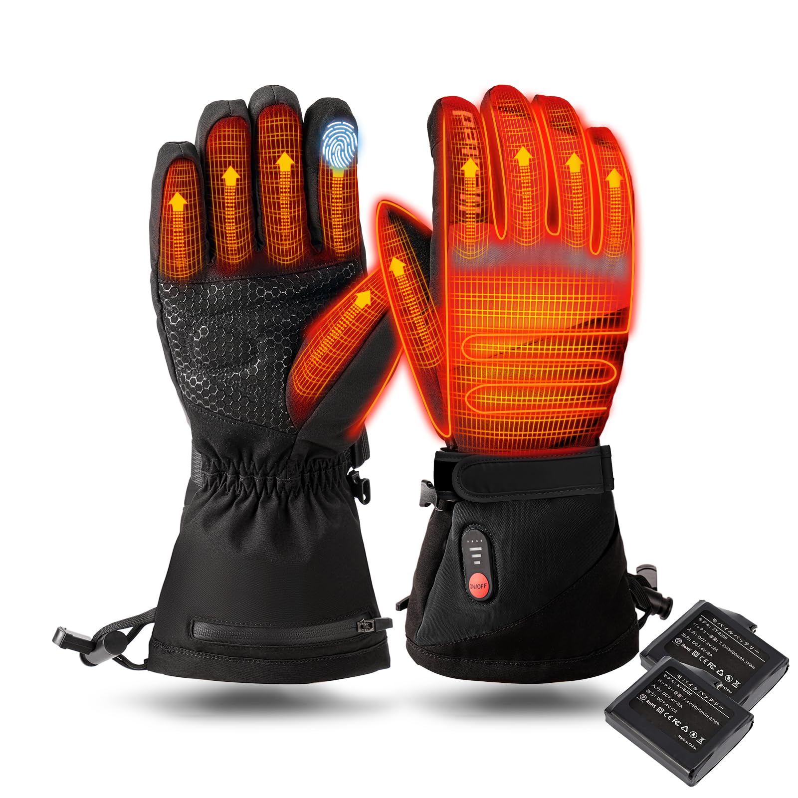 Amazon | 電熱グローブ バイク グローブ 冬 7.4V5000mahバッテリー付き