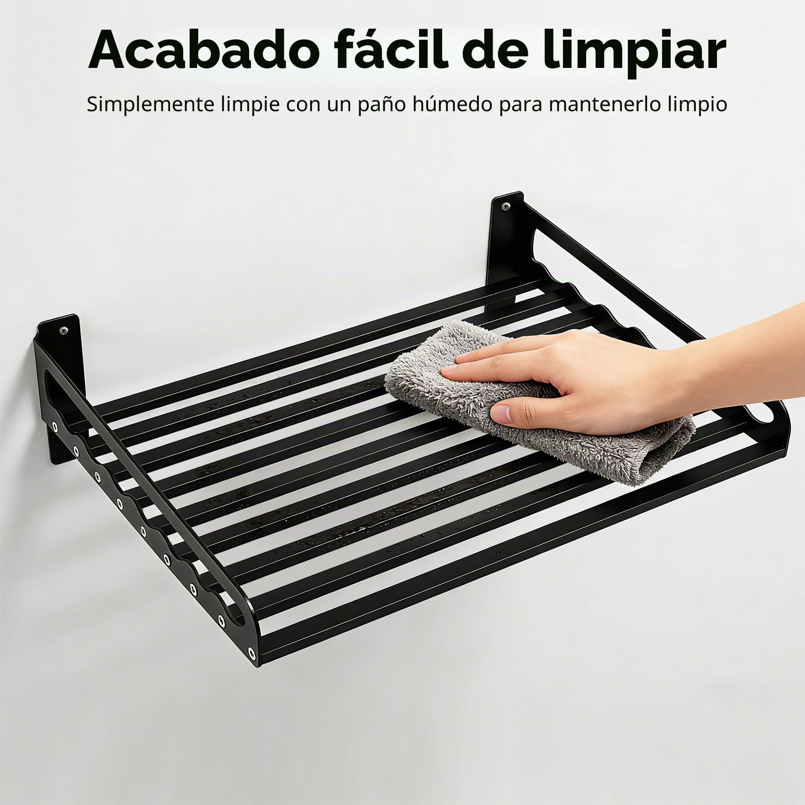 Estante de pared para microondas, de aluminio, color negro, para microondas, soporte de pared, estante para microondas, cocina, 50 x 39,5 cm, perforación