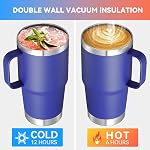 VEGOND 20 oz Tumbler avec poignée et paille, en acier inoxydable Voyage isolé tasse à café épreuve de déversement double mur coupe tumbler en métal garde boire chaud et froid, Royal Blue paquet de 1