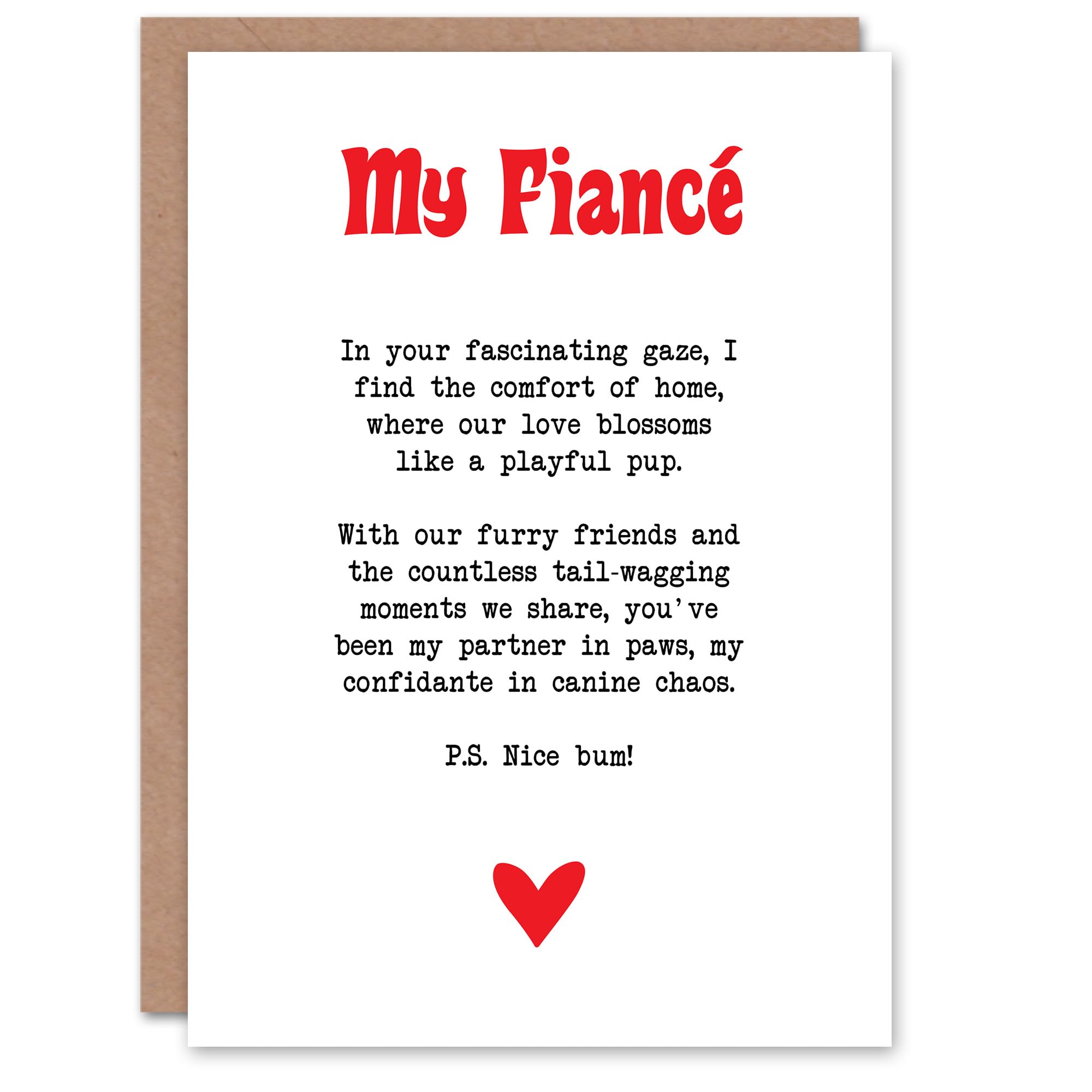 Artery8 Greeting Card Love Poem Dog Lover Fiancé Romantic Poetry Fun For Him Man Valentine's Day Card