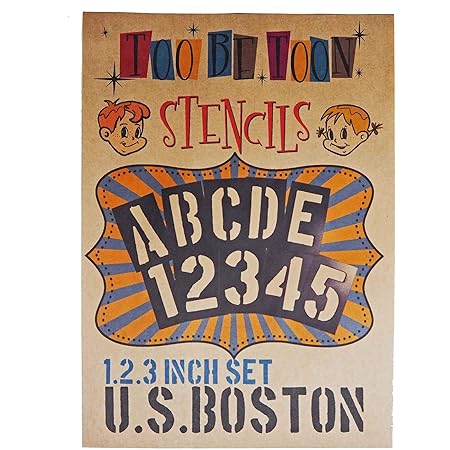 Amazon ステンシルシート アルファベット大文字 数字セット U S Boston １ ２ ３インチ 3サイズセット テンプレート 通販