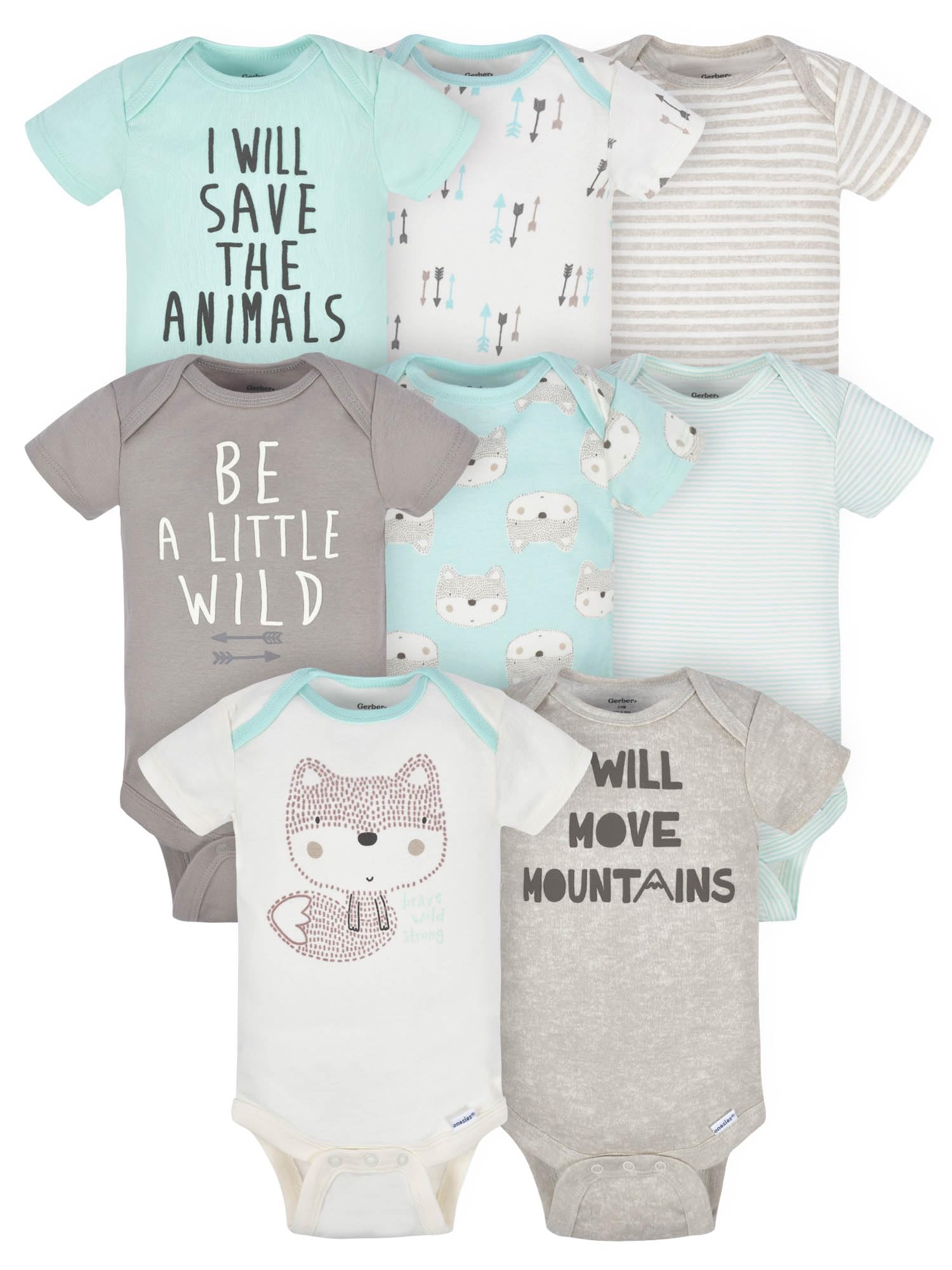 Gerber 8-pack Short Sleeve Onesies Bodysuits Set di t-shirt per neonati e bambini Unisex - Bimbi 0-24 (Pacco da 8)