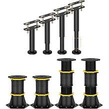 4 Pcs Metal Adjustable Bed Support Legs 7.08-12.6 inch + 4 Pcs Plastic Adjustable Bed Support Legs 8.5-13 inch for Bed Frame/Bed Center Slat, Bed Support Reinforcement Parts Bed Legs Replacement