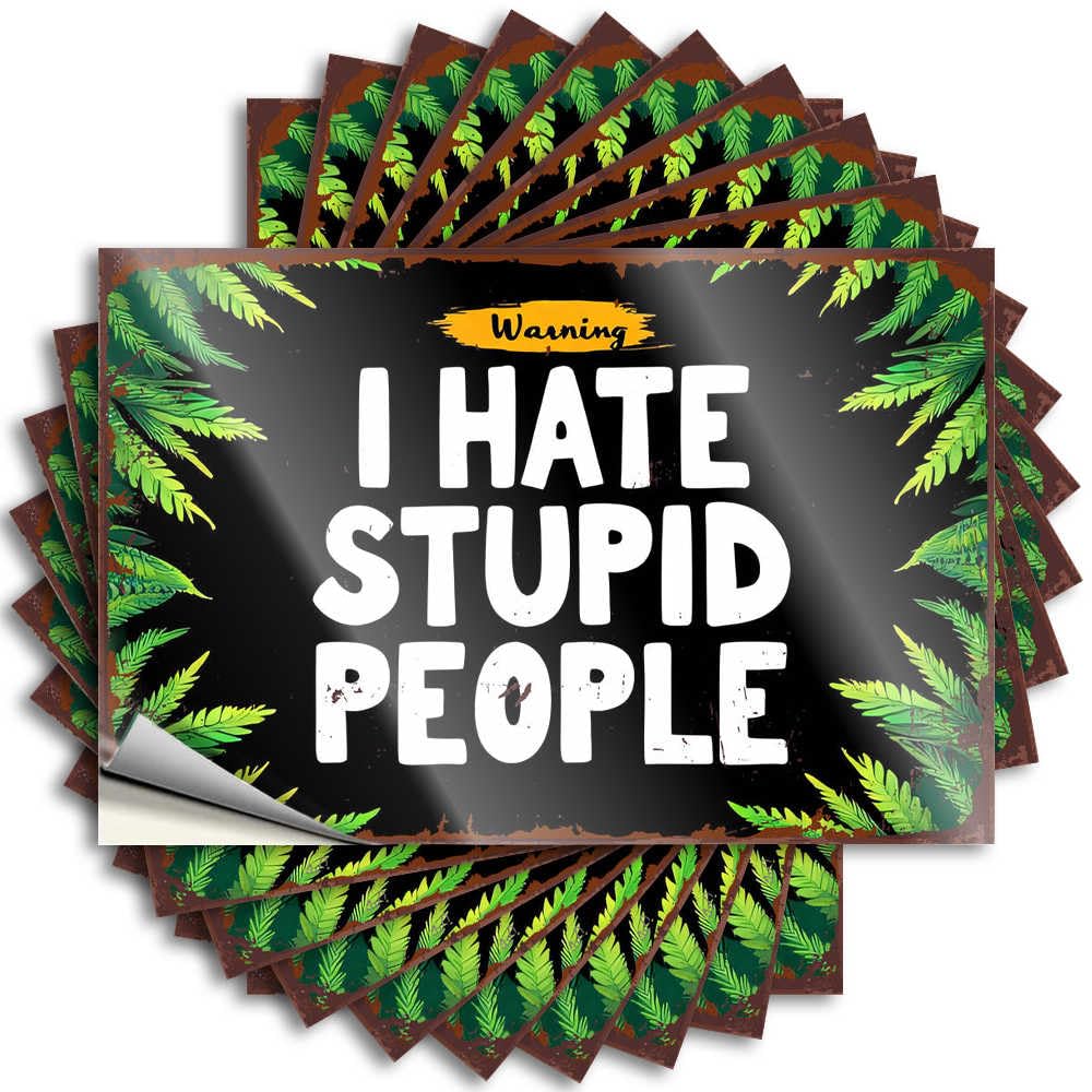 Warning: I Hate Stupid People - Tropical Framed Sign Decal Stuff | Good Bumper Removable Decal Pack(8X12CM)