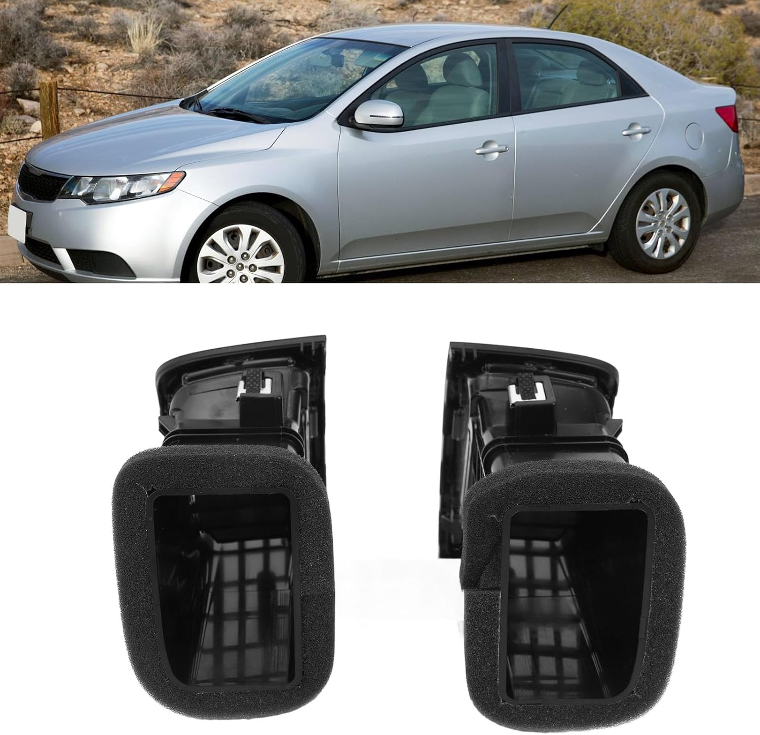 Acouto 1 Pair Front Center Air Vent 974401X500WK Dashboard AC Outlet Grille Replacement for Forte 2008-2012 Touch Switch Black Plastic Flush Mount 2 Positions