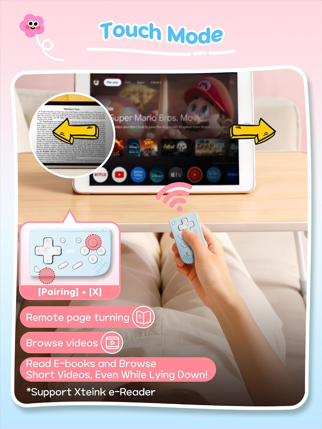 IINE Mini Retro Game Controller, Pocket-Size Wireless Mini Game Controller with Keychain Design, Portable Travel Controller for Mobile & PC Gaming (Baby Blue)