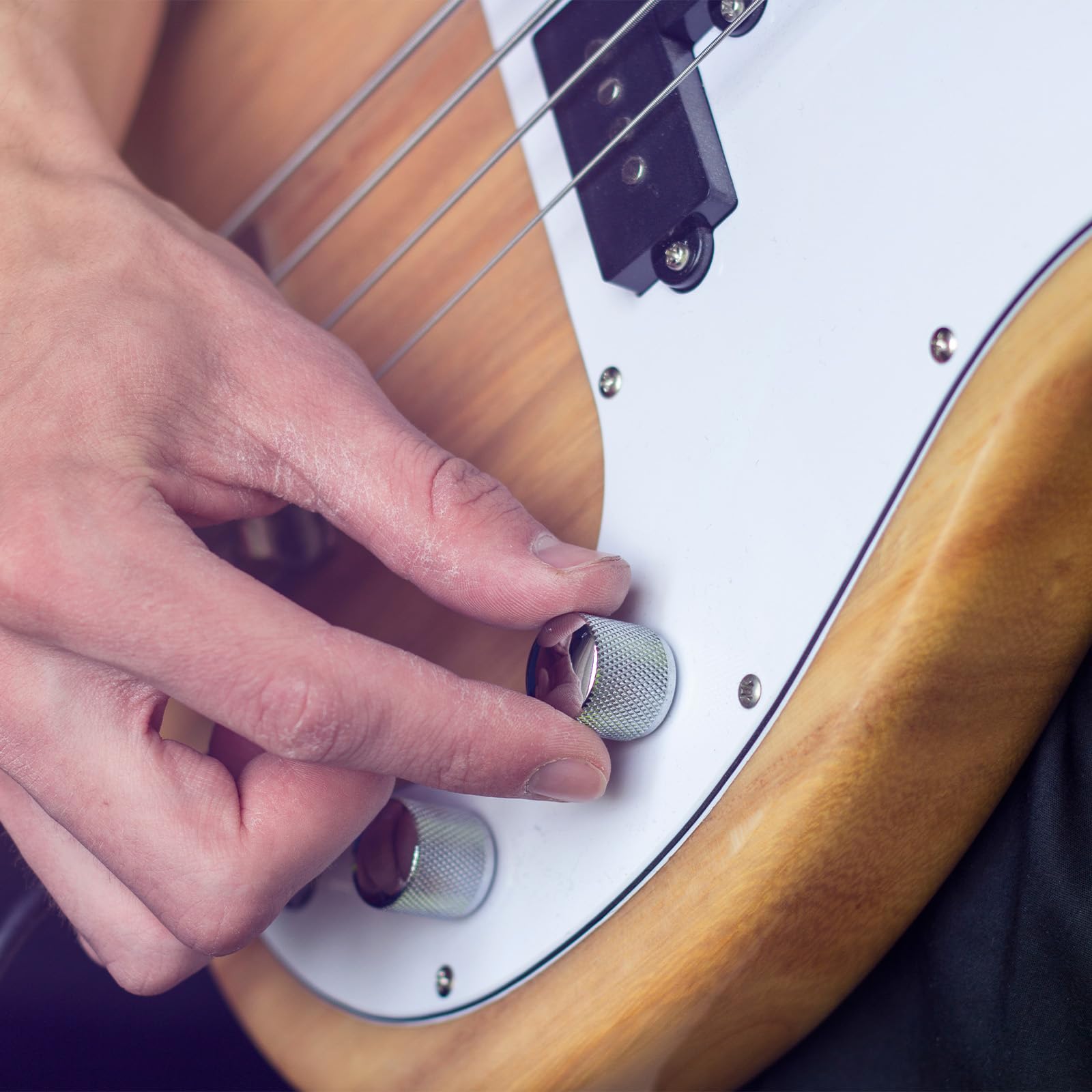 QUARKZMAN 2 szt. Gitara metalowa Gitara, Gałki Regulacja głośności 6 mm x 17 mm Potencjometr Gałki ze śrubą mocującą do gitary elektrycznej Bas, srebrny
