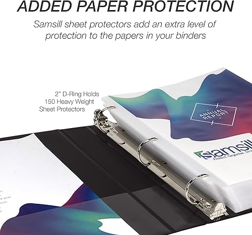 Vista 610 de Samsill Carpeta duradera de 1.5 pulgadas, fabricada en los Estados Unidos, carpeta de anillos en D, carpeta transparente personalizable, surtido