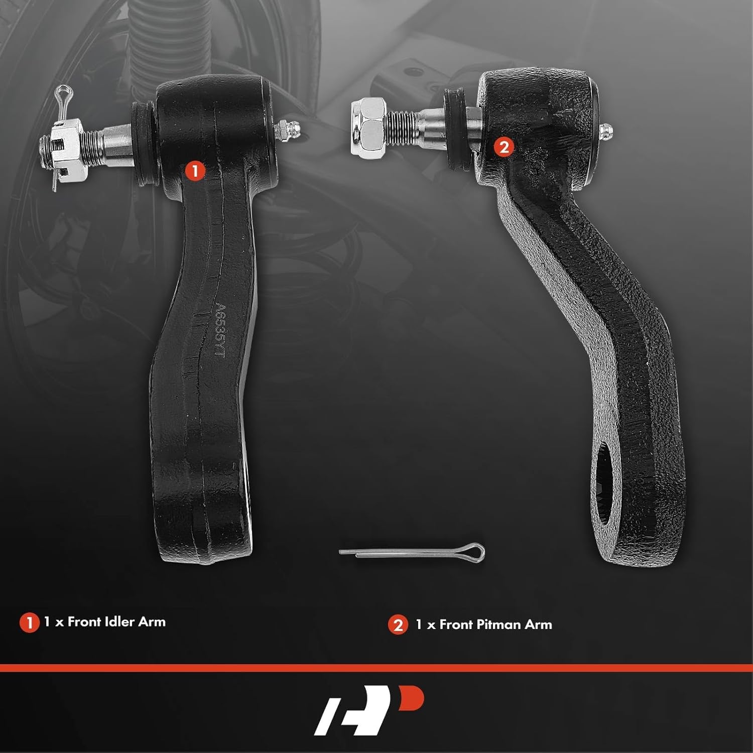 A-Premium Set of 2, Front Idler Arm, Pitman Arm, Compatible with Chevy Silverado Series 99-10, Suburban 2500 00-12, Avalanche 2500 02-06, GMC Sierra Series 99-10, Yukon XL 2500 01-12, Hummer H2 03-09