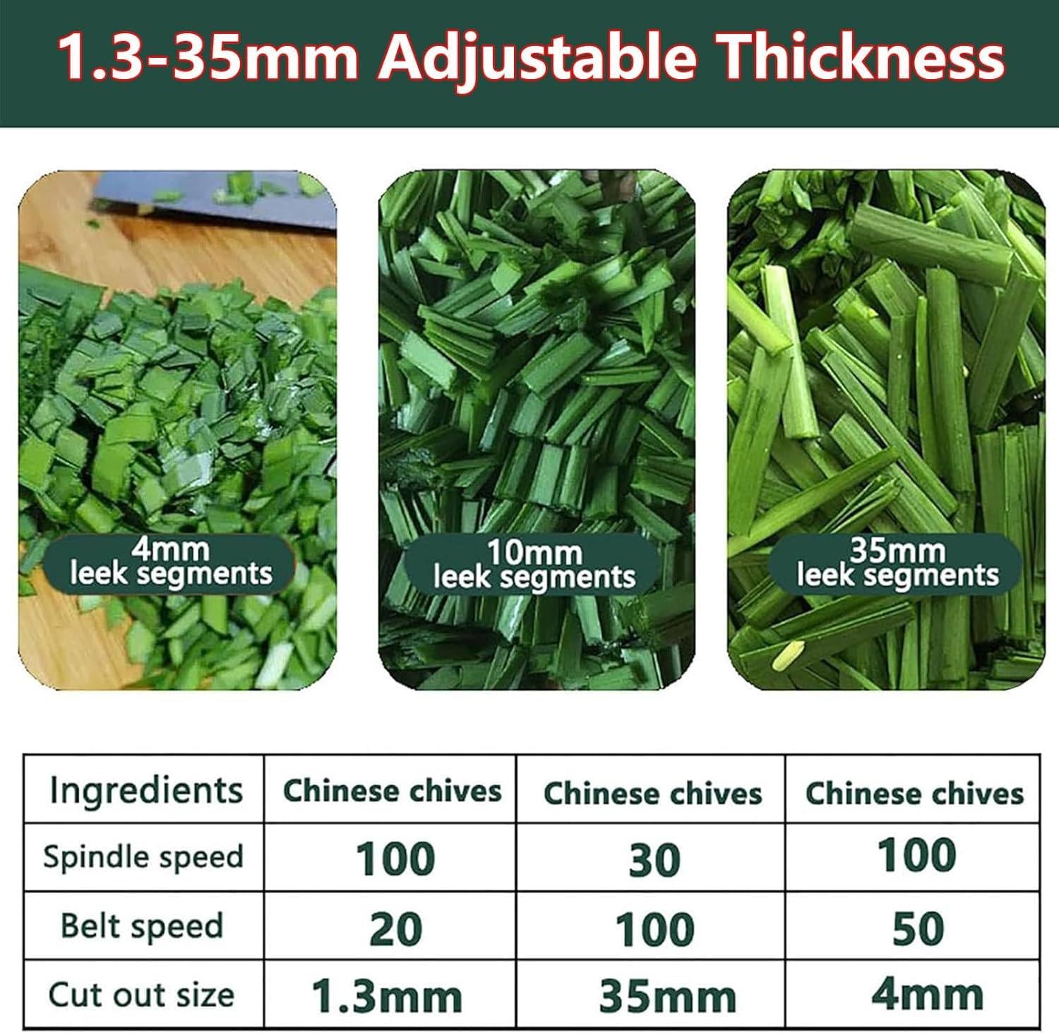 Affettatrice per Cipollotti Tritatutto Verdure Elettrico 200W 220V Alta velocità Ingresso 7cm Acciaio Inox Spessore Regolabile 1.5-35mm per Uso Domestico Commerciale