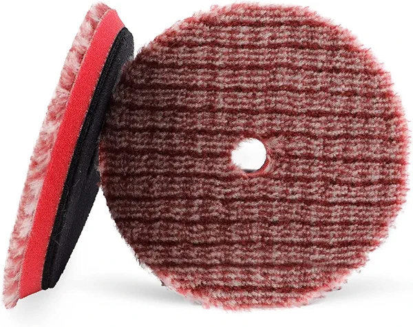 SPTA Wool Polishing Pads, 2Pcs 5 Inch (125mm) Wool Cutting Pad, Short Hair Wool Buffing and Polishing Pad Set, Wool Buffing Wheel for Heavy Cut for 5 Inch Car Polisher Polishing, Buffing and Cutting