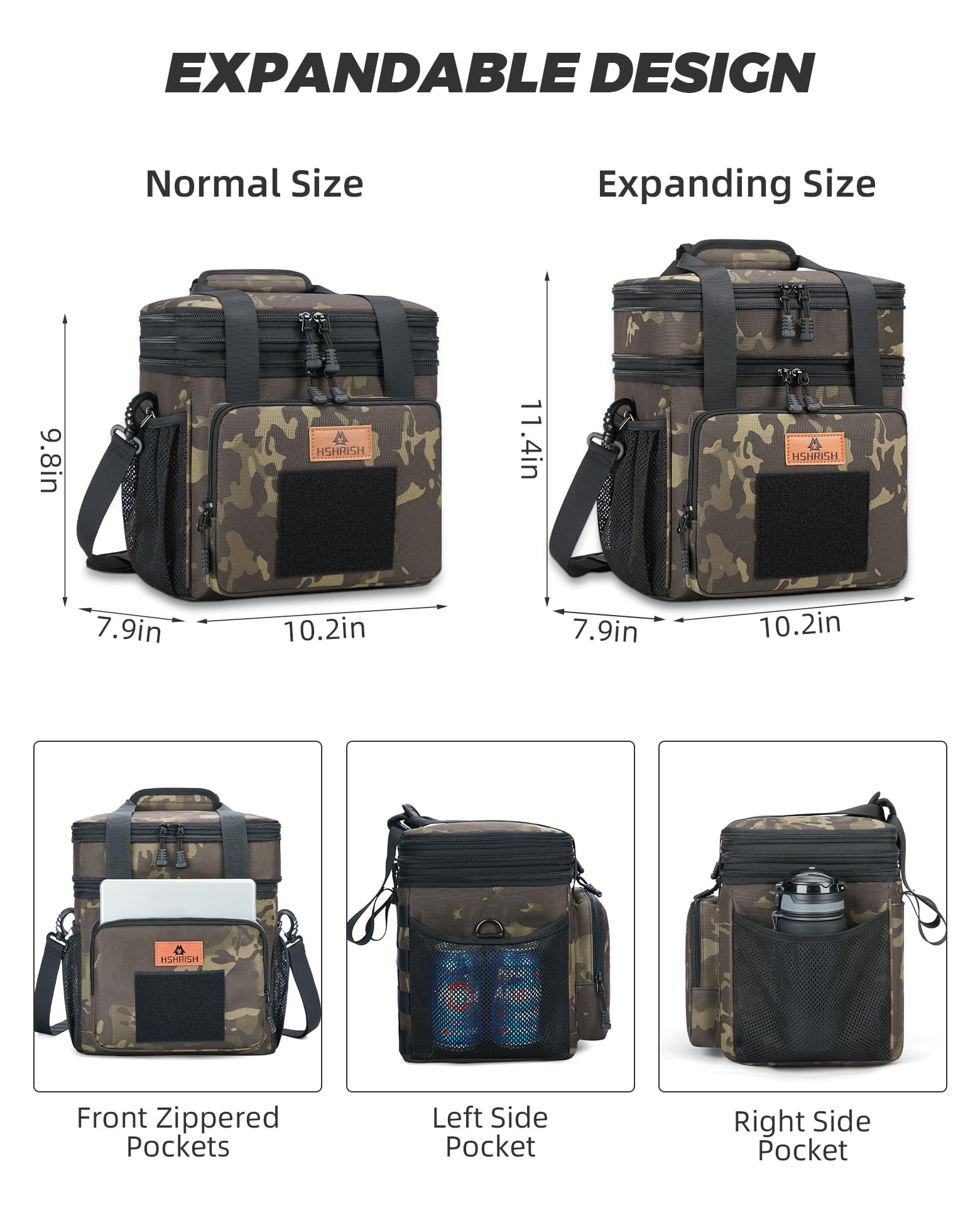 Borsa Termica Per Pranzo Mimetica Grigia - 21x12x20 Cm, Impermeabile E Portatile, Per Picnic, Ufficio E Scuola