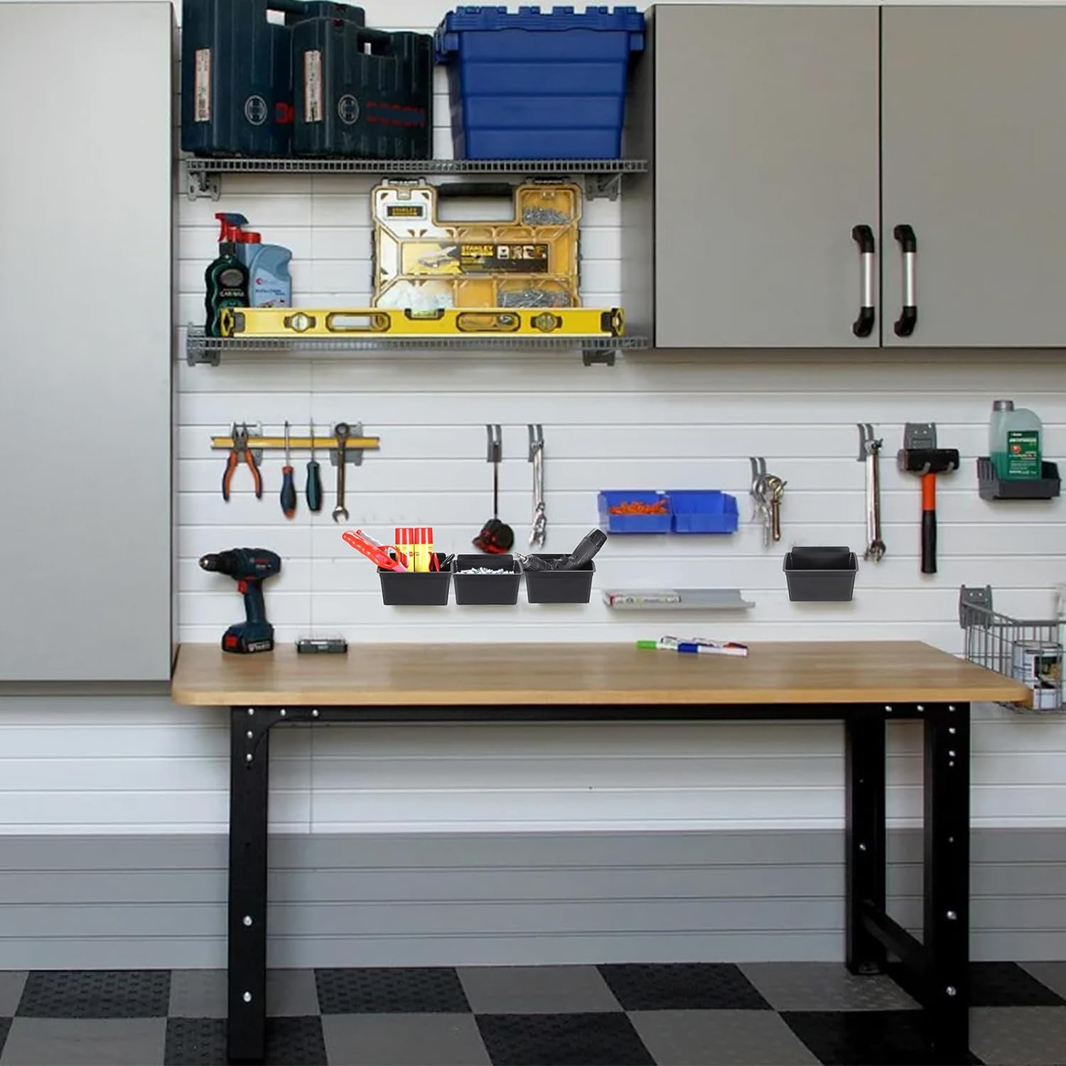 Sumnacon Slatwall Bins 15 Pcs Slatwall Organizer for Garage Plastic Slatwall Storage Bins for Storing Garage Accessories Multiple Stackable Slat Wall Tool Organizer for Workshops,Retail Store