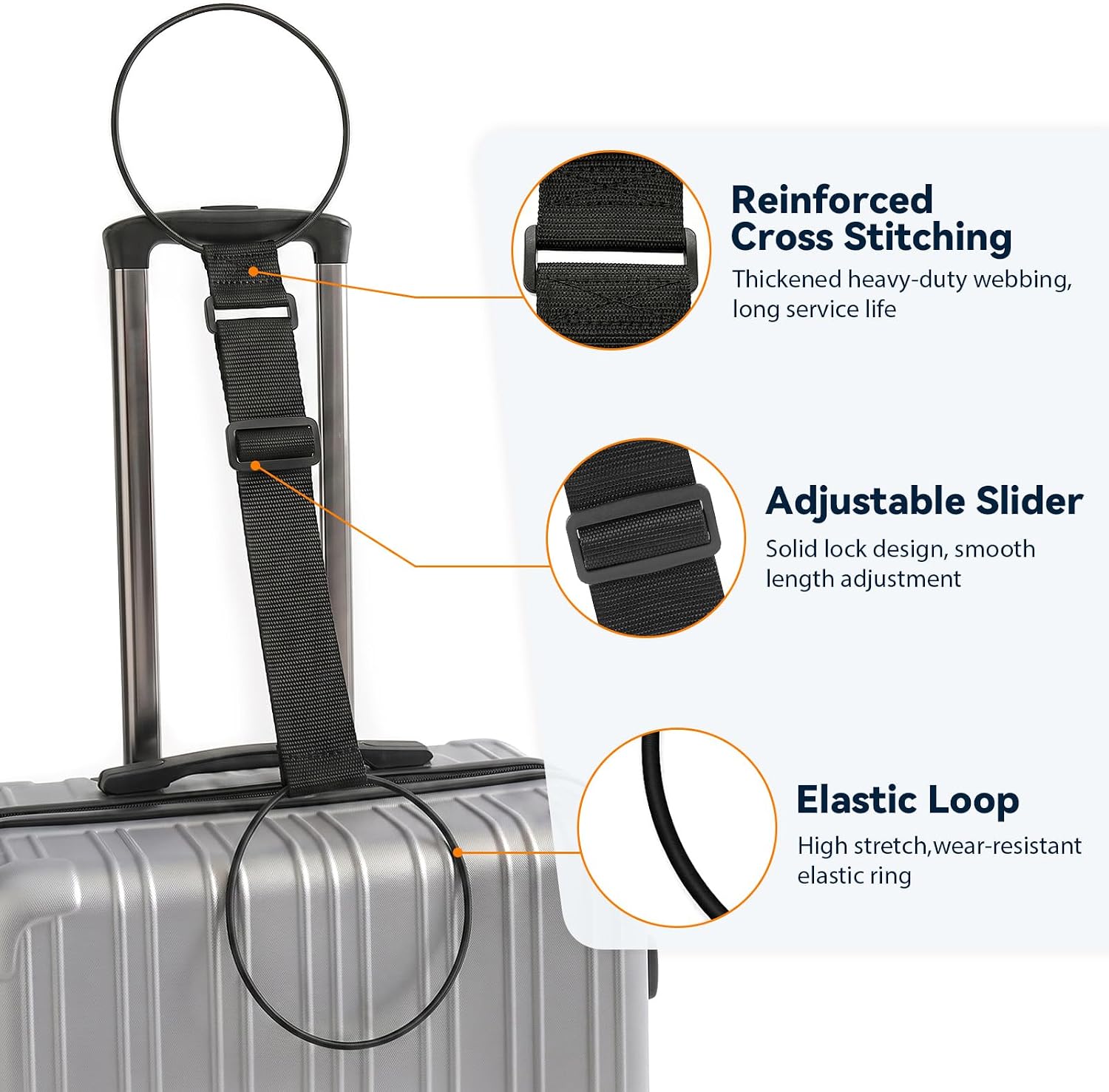 Luggage Straps for Suitcases, 2 Pack, Black