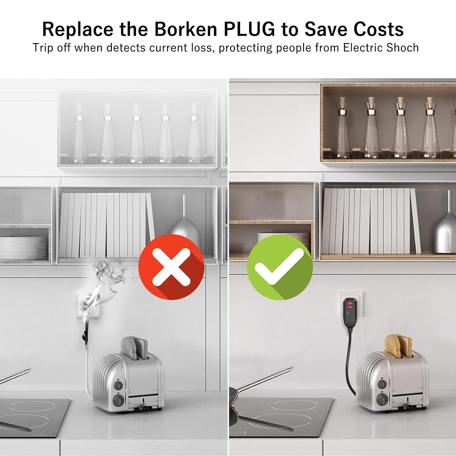 OAONAN GFCI Replacement Plug Assembly Auto Reset 15 Amp 3 Prongs, 5 Years Warranty, Waterproof, Ground Fault Circuit Interrupter Safety Plug for Pressure Washer, Hot Tub, Air Conditioner, Hair Dryer: Tools & Home Improvement