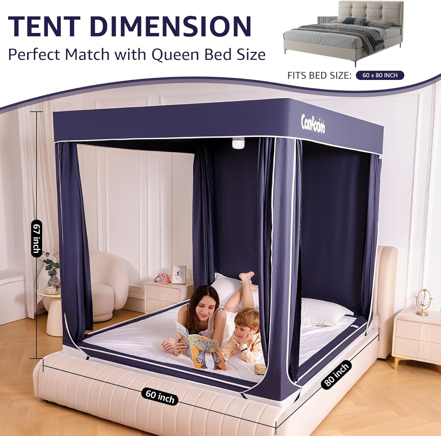 Queen Bed Tent for Kids Adults,Queen Size Canopy Bed Curtains,Mosquito net for Bed