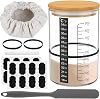 10Pcs Sourdough Starter Jar Kit 900ml Heat Resistant Sourdough Starter Container with Lid Spatula Reusable Wide Mouth Glass Sourdough Fermentation Jar for Sourdough Baking
