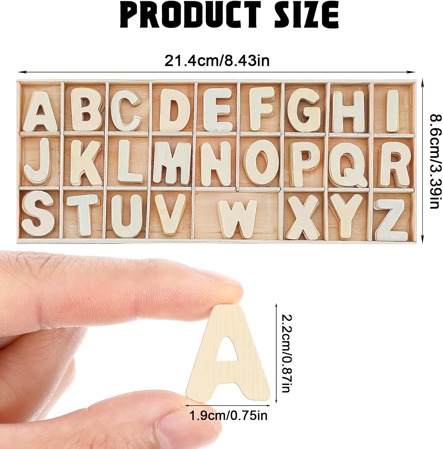 156PCS 3/4-1in Small Wooden Letters, Wood Alphabet Letters image 2