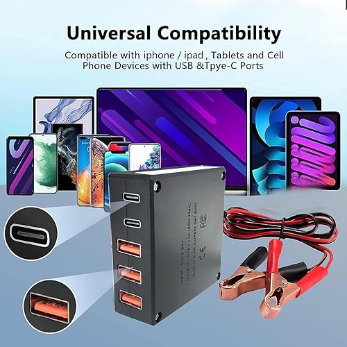 Miniatura 4 de 12V 24V a USB USB-C Buck Conversión Cargador Multi Puerto Adaptador Salida DC 5V 12A 60W