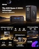 NiPoGi E1 Mini PC ΑΜD Ryzen 5 3500U (3.7GHz,4C/8T) WiFi5 BT4.2 W-11 PRO | Migliore di Ν95/N100,16GB DDR4/256GB M.2 NVMe SSD Dual Display 4K@60Hz(DP1.4+HDMI2.0) Lavoratori Da Casa Smart Worker - 2