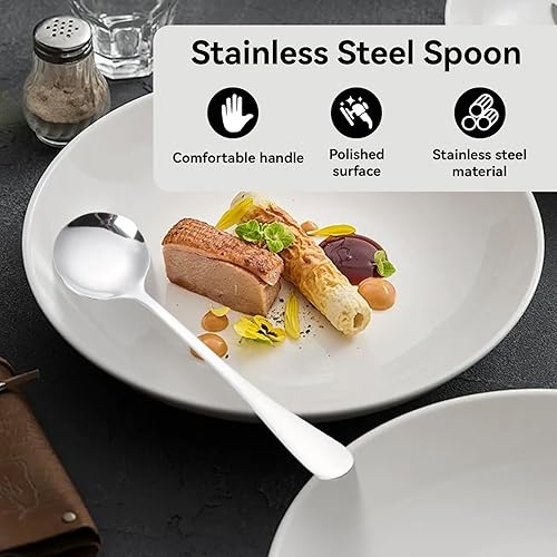 Miniatura 4 de Cucharas de sopa de acero inoxidable, cucharas de sopa ruidosas de metal coreano para postres, café, 6.7 pulgadas, juego de 2