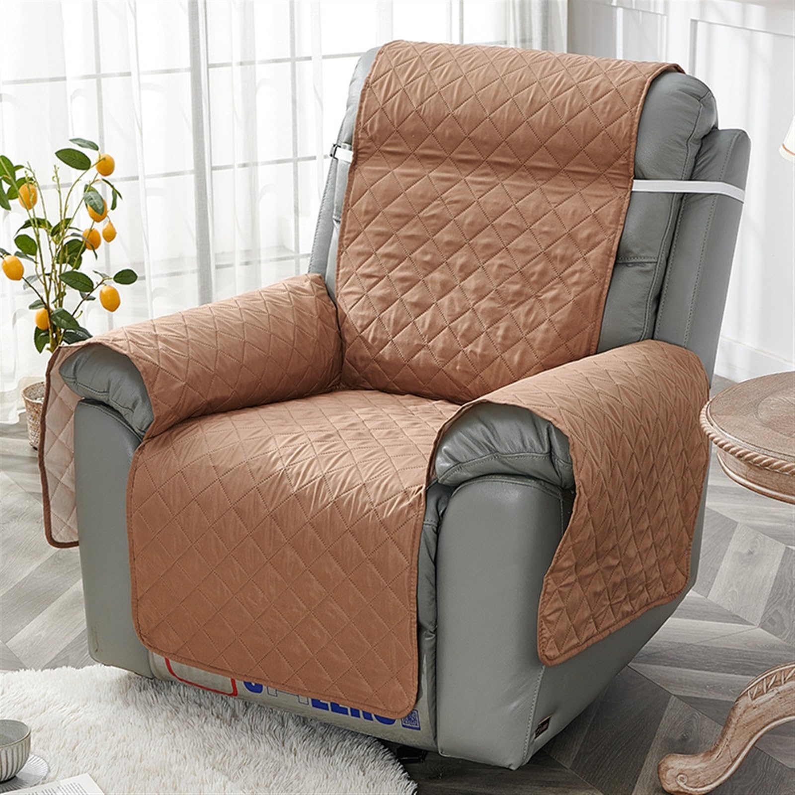 Housse fauteuil relax réglables sangles tissu polyester curry 55x196