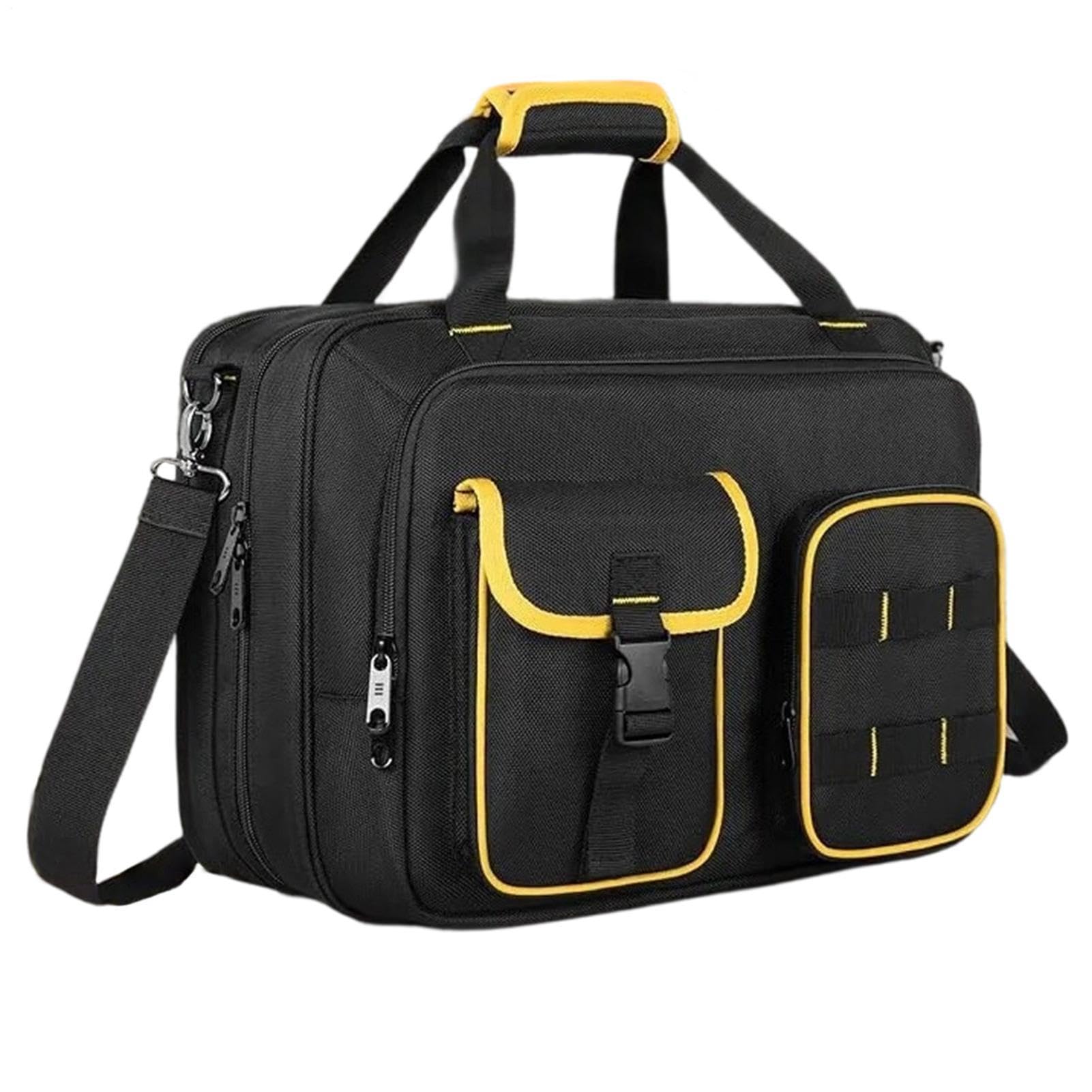 Borsa porta attrezzi resistente con scomparti multipli e scomparto per computer portatile | Borsa degli attrezzi per carpentieri, idraulici, lavori di costruzione
