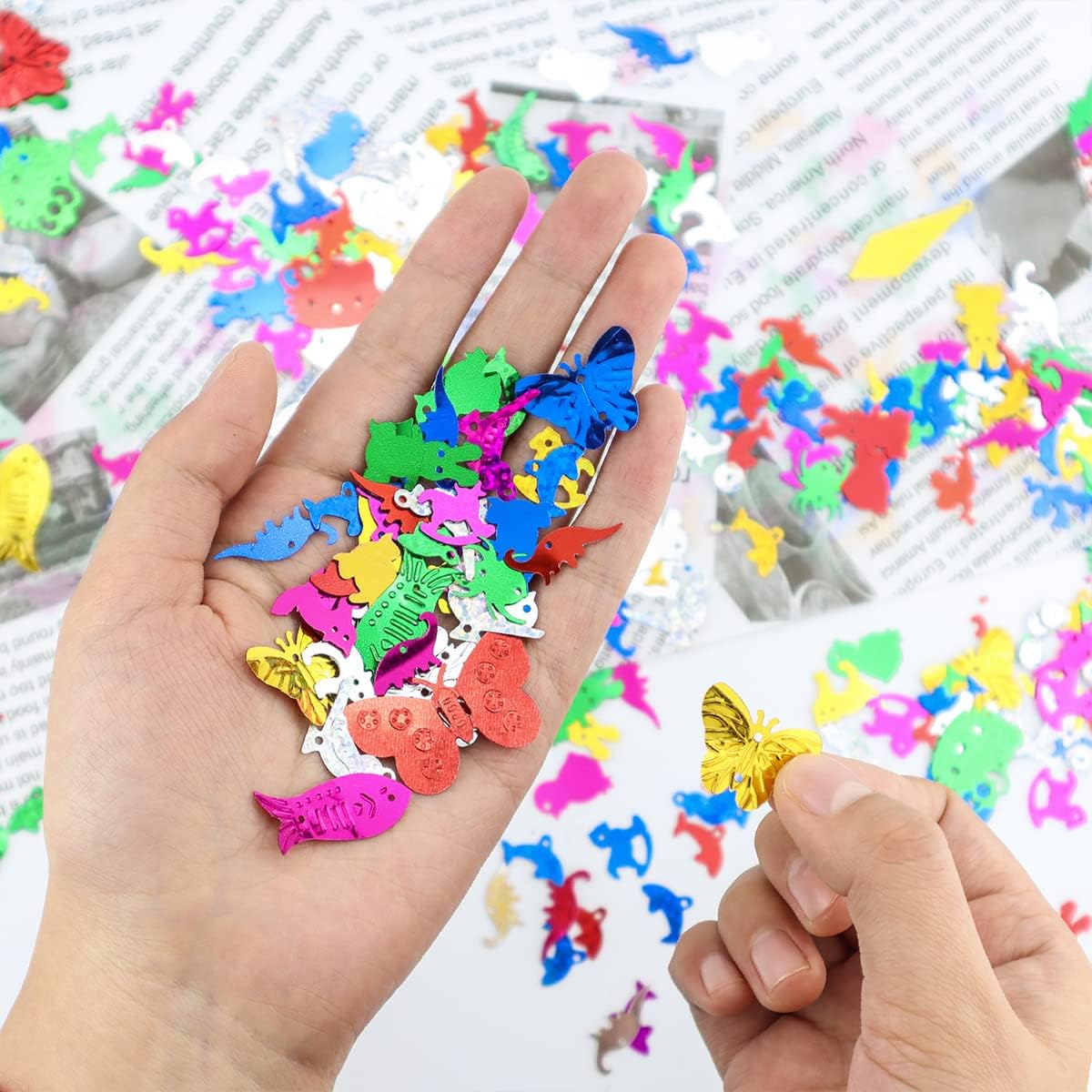 30 Gram Mixed Sequins and Spangles Craft Supplies, Creative Color Beads Sequins Greeting Card Decoration Gold Foil Iron Slices (Animal) image 4