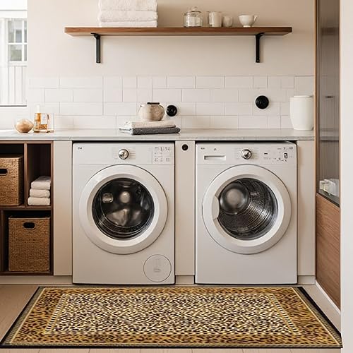 Miniatura 3 de ZSSZO Alfombras de lujo con estampado de leopardo marrón de 3 x 5 pies, suaves, cómodas, lavables, para cocina, dormitorio, alfombra de pasillo