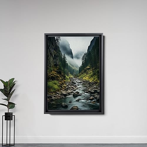 Miniatura 3 de Canvas Framed Canvas Wall Art Wood Panel, Valley Art Mountain Lake, Nature Art Mountain Forest Landscape Wall Art, Mountain Art, Canvas Prints, Art