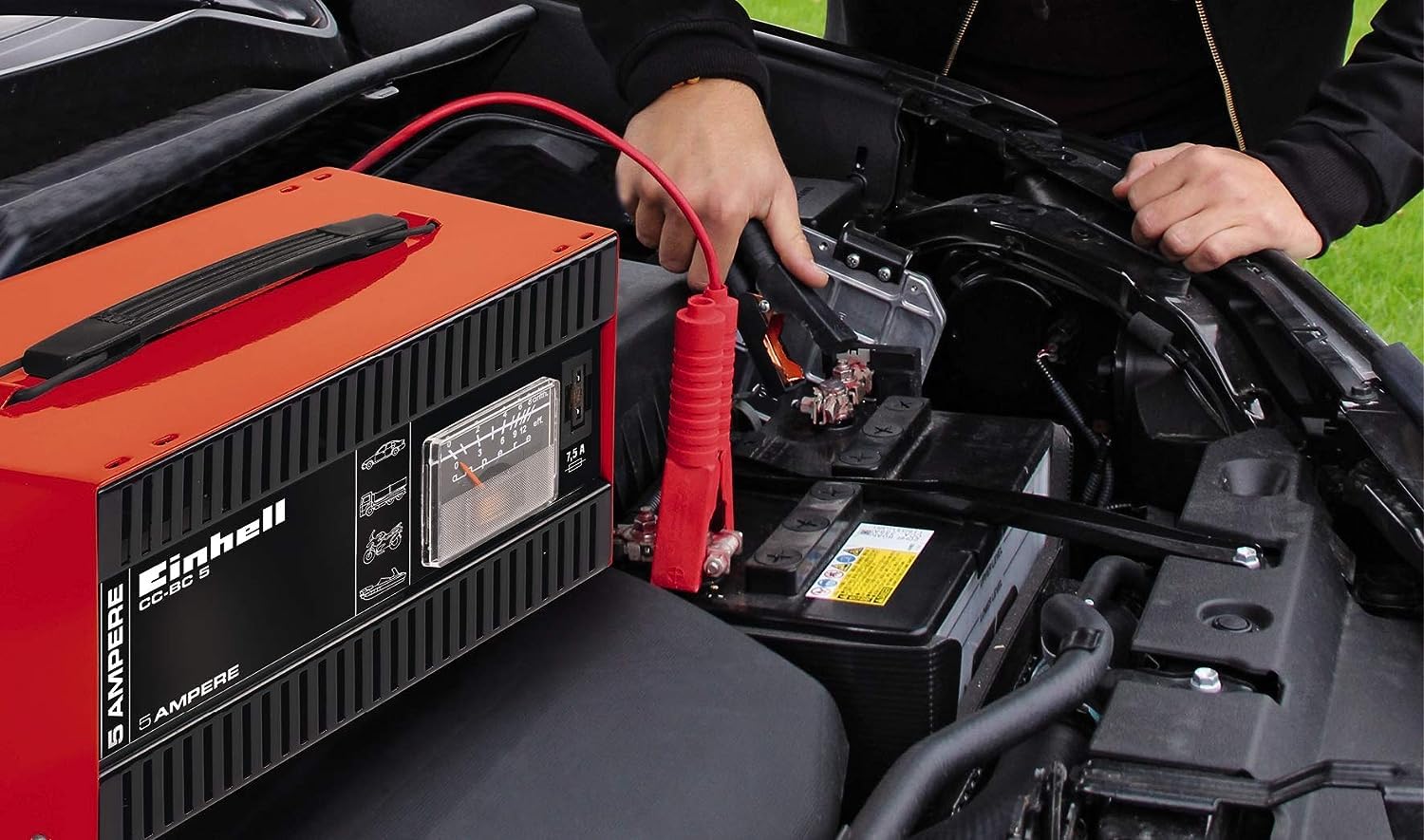 Einhell Cargador de baterías CC-BC 5(p. baterías de 16-80 Ah, 12 V tensión Carga)