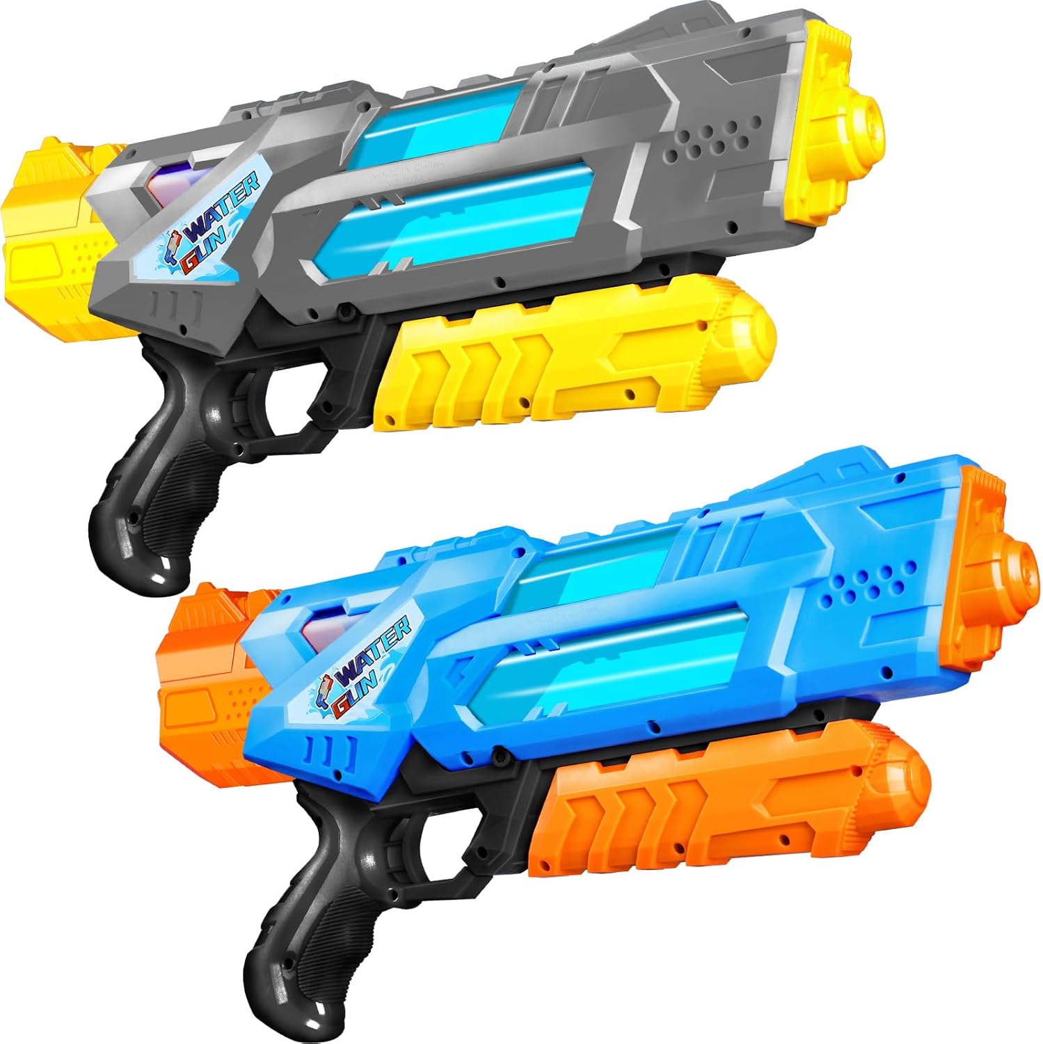 Quanquer Super Water Guns for Adults - 1200cc 2 Pack Super Guns Water Soaker Blaster Squirt Toy with Excellent Range - Gift Toys for Outdoor Swimming Pool Fighting Play (Blue Grey)