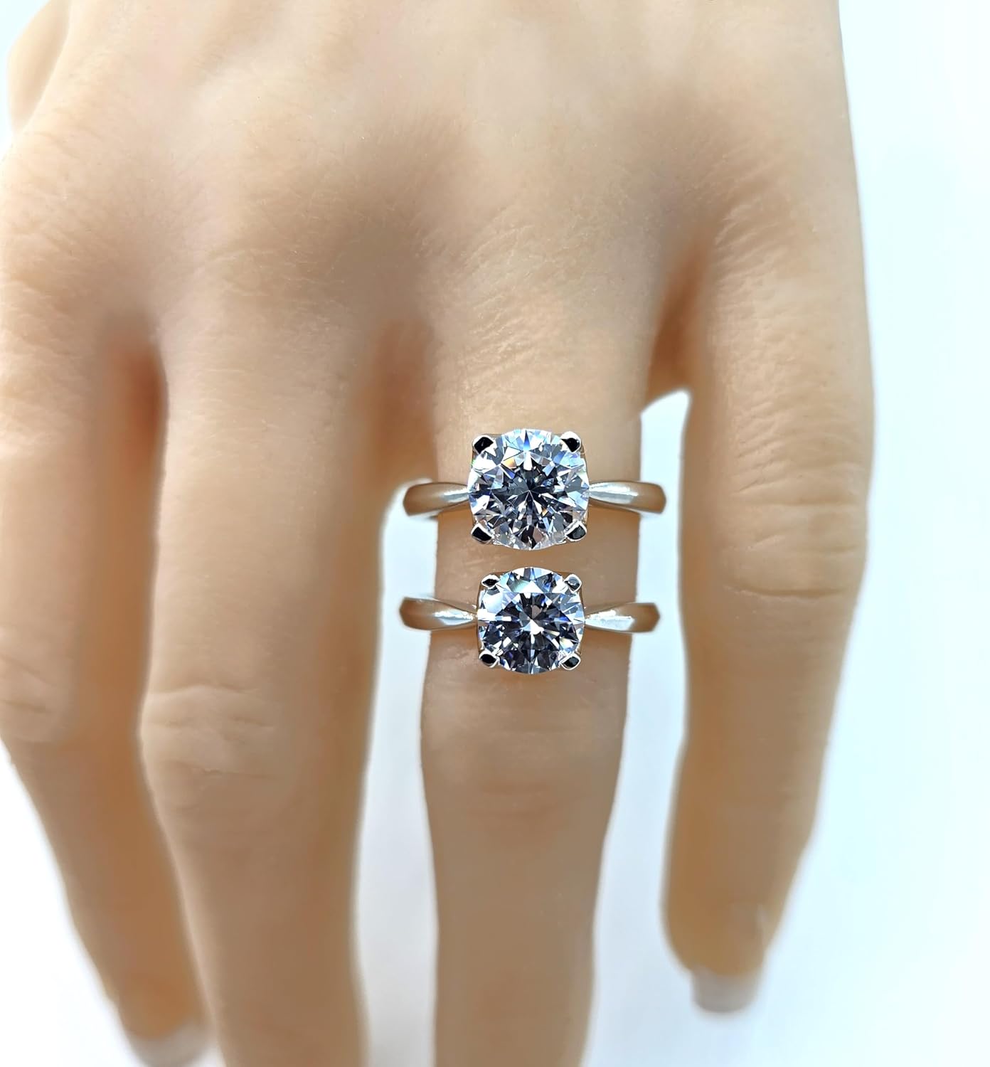 NANA Jewels 2.00ct-3.00ct Simulated Diamond Zirconia Engagement Ring Round Cut Heart & Soul Solitaire Sterling Silver