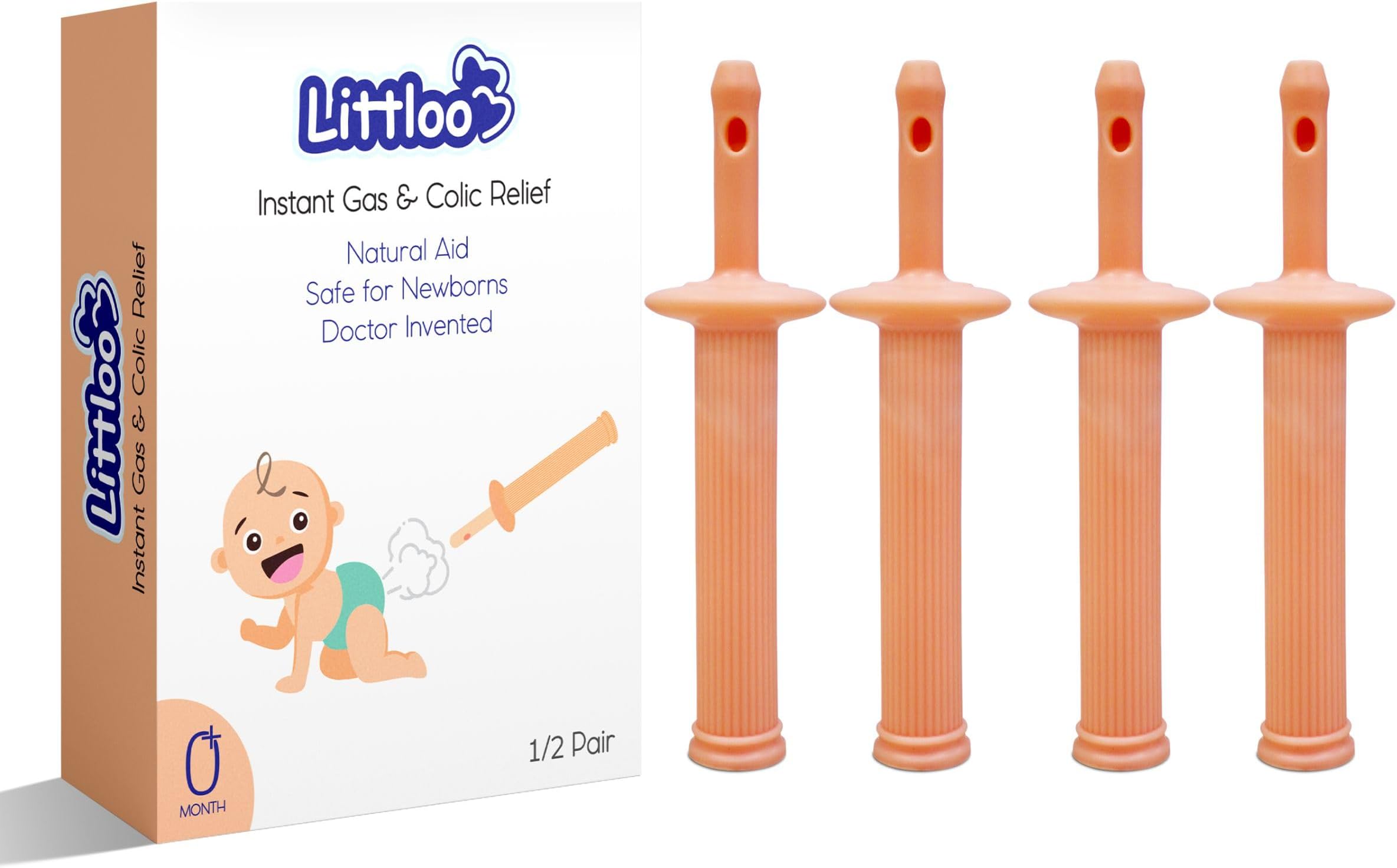 Littloo Windee | WindEase for Gas and Colic Reliever for Babies | BPA & Latex Free, Natural aid | 2 Pair (Multicolor)