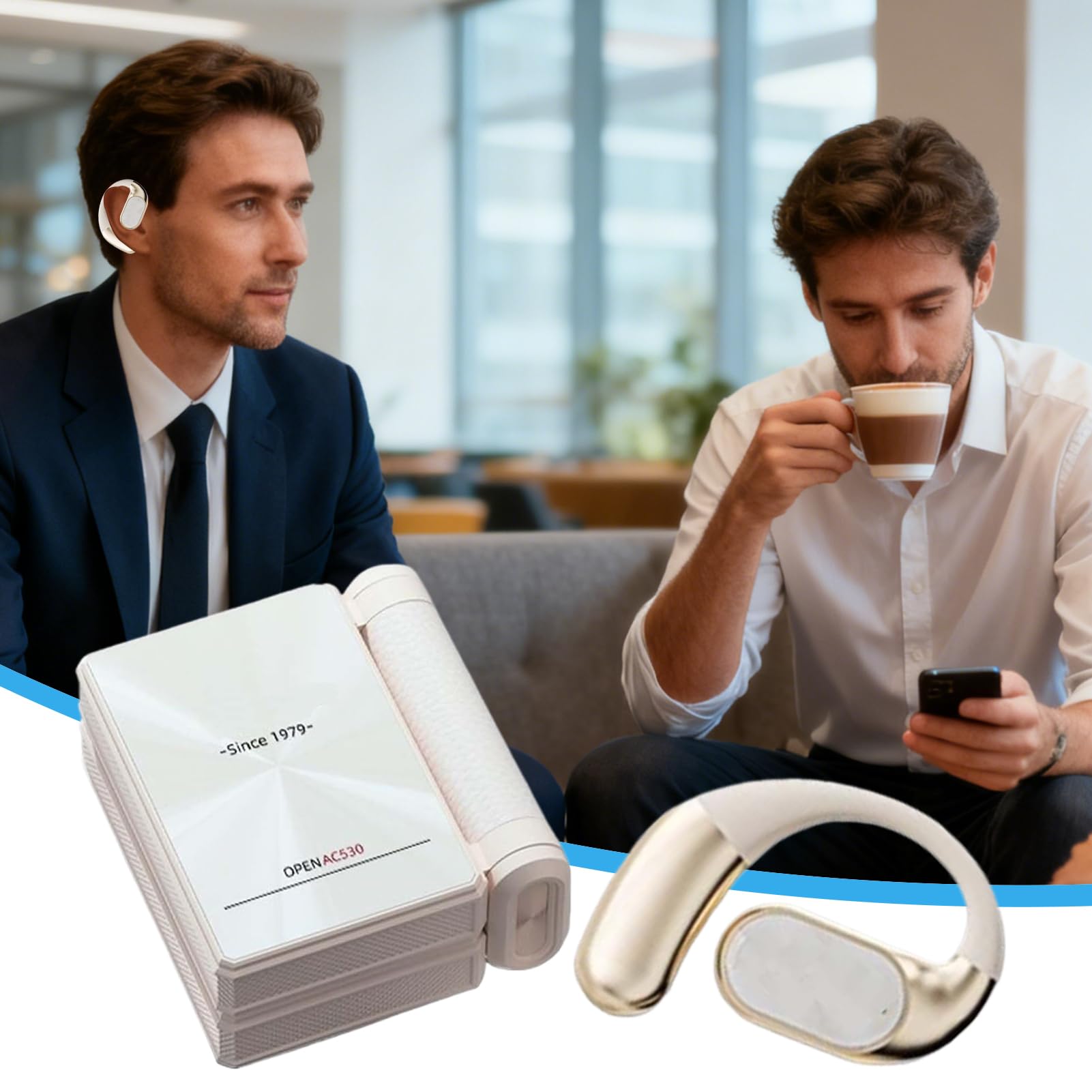 Auricolari Wireless Con Ganci Cuffie Con Custodia A Doppia Piegatura | Auricolari Con Cancellazione Rumore E Anti-Sudore, Custodia A Doppia Piegatura Per Casa Esterno Studio Corsa Sport