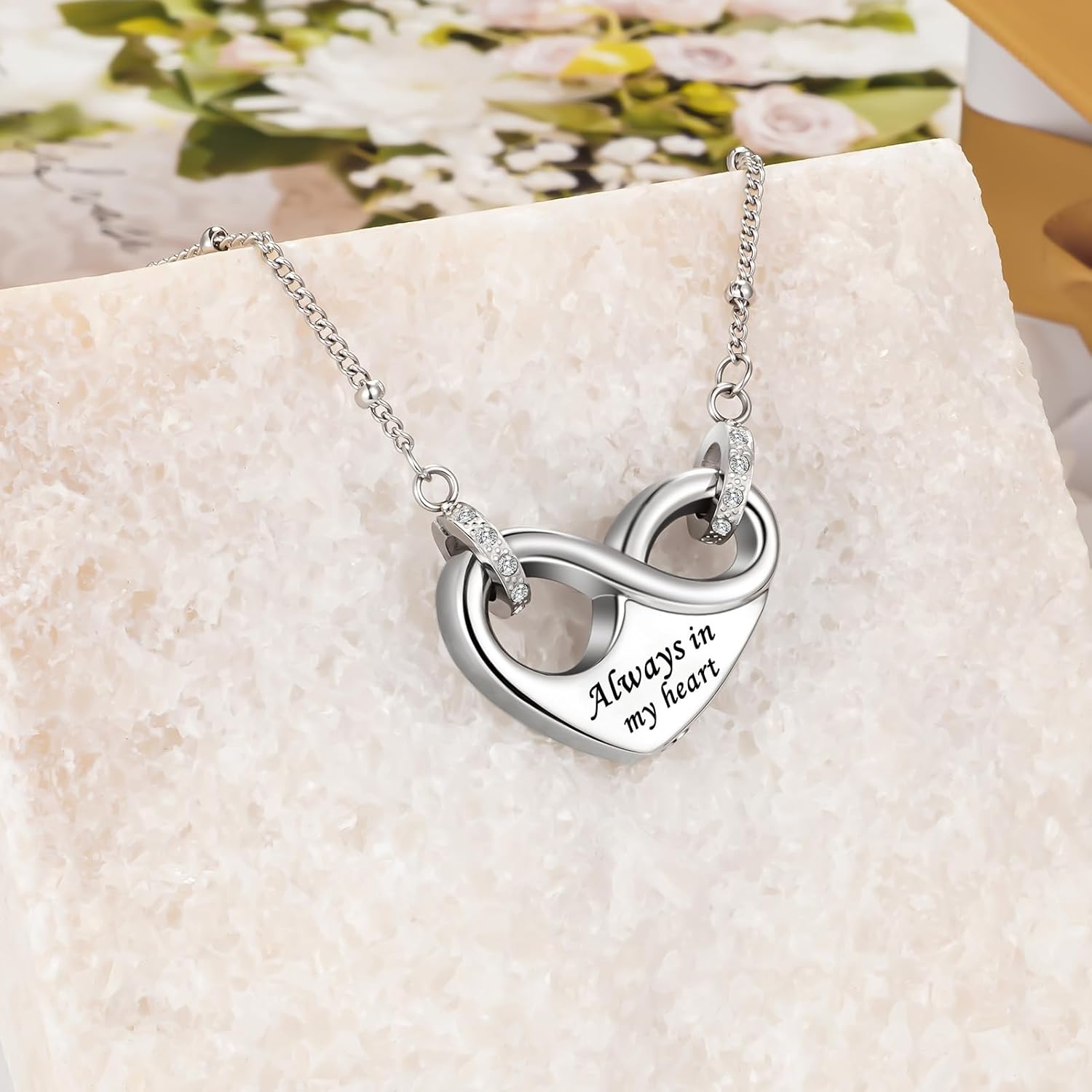 Dletay Infinity Cremation Urn Necklace for Ashes Heart Ash Necklace for Women Memorial Cremation Jewelry Ash Holder - Image 4