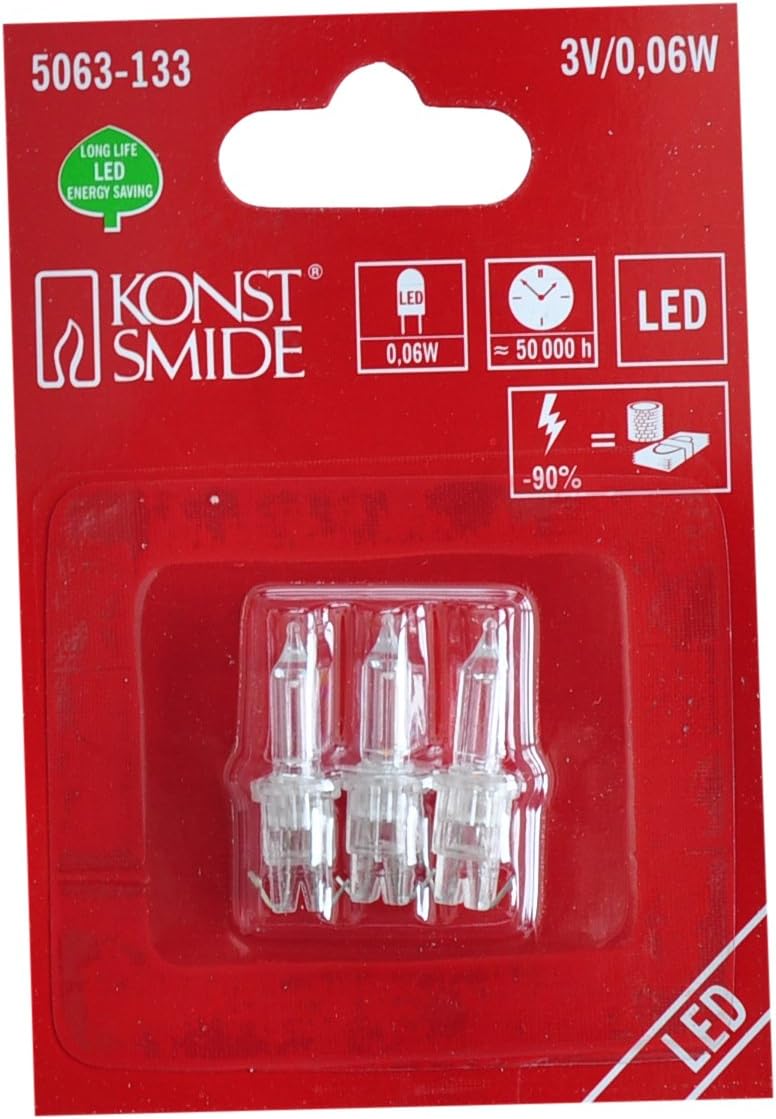 Konstsmide Ersatzbirne, 5er Blister, Chiaramente, 2.5V, 0.25W, Bianco Jack 2006-052SB