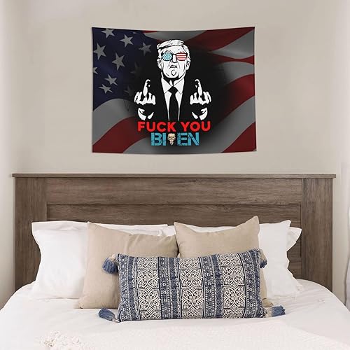 Miniatura 5 de Rqwaaed Fuck You Biden Divertido tapiz de dedo medio Trump adorna perfectamente la pared, 29 x 37 pulgadas