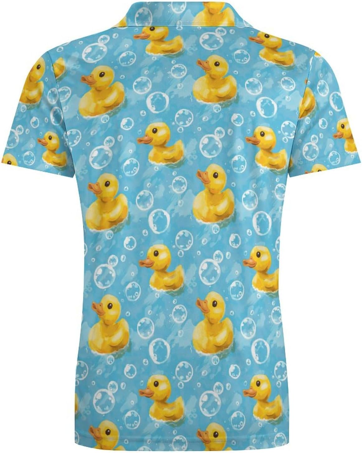 Yellow Rubber Duck and Bubbles Novelty Men's Short Sleeve Shirt Golf Tennis Shirts Work T-Shirt Sport Tee
