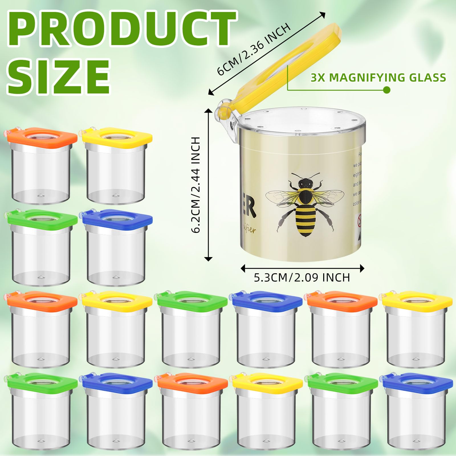 Halloscume 60 piezas de visor de insectos de inserción para niños, caja de insectos, atrapador de insectos, lupa, contenedor de colección de bichos, kit de jaula de insectos para niños, herramienta de