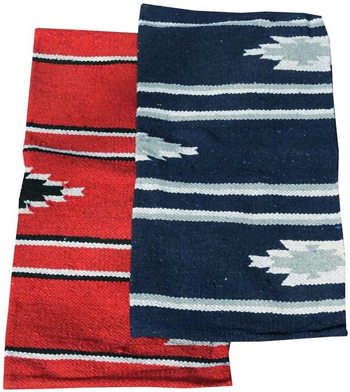 AMKA Western Pad Blue Pony Saddle Navajo Blanket 26 x 26 Inch, 66 x 66 cm Western Saddle Cover for Pony Saddles Saddle Blanket