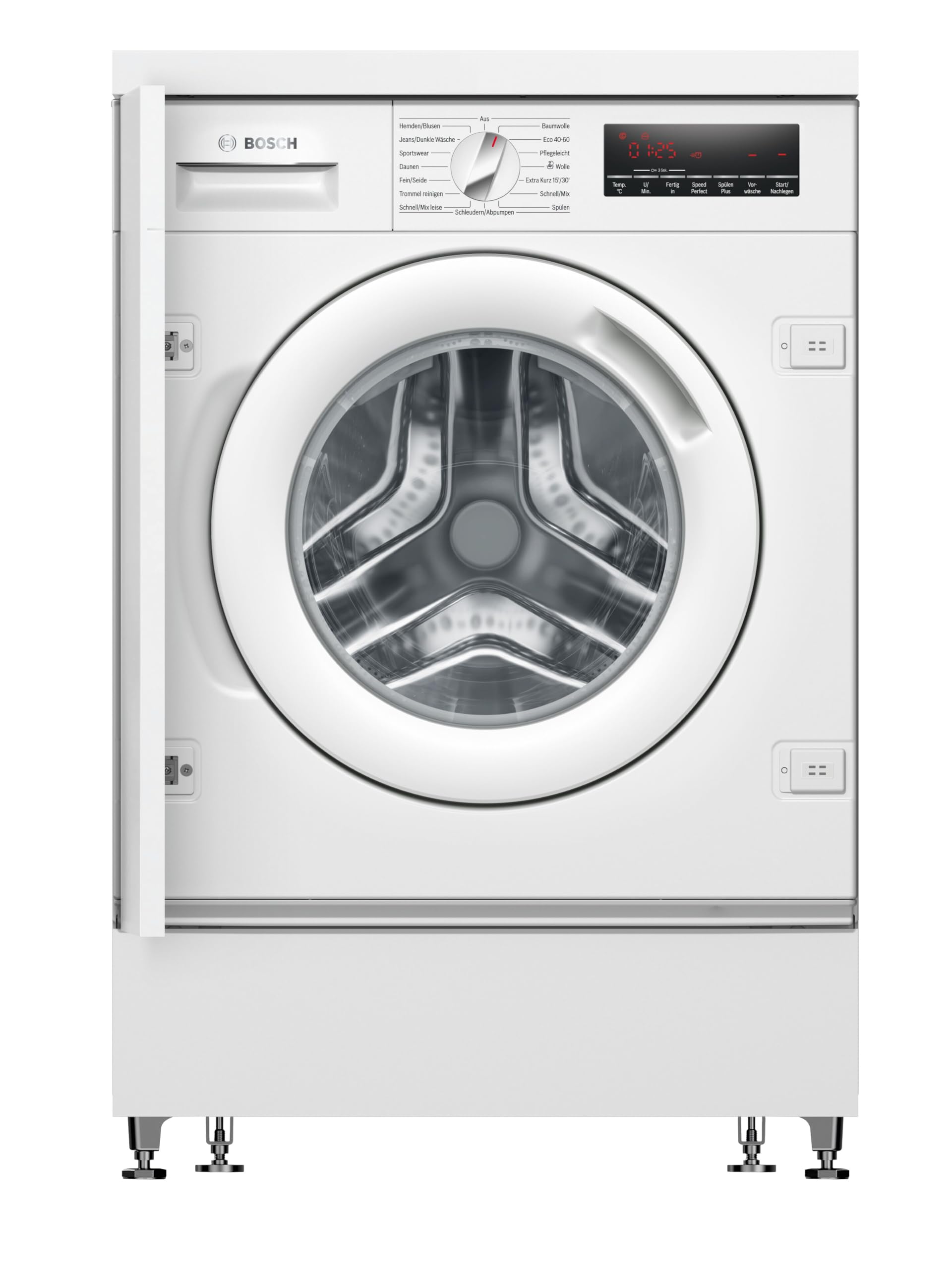 Bosch Serie 8 Vollintegrierbare Waschmaschine 8 kg 1400 UpM WIW28443 | Made in Germany, vollintegriertes Design, Time Light Restlaufzeit-Projektion auf den Boden, leiser Motor, AquaStop