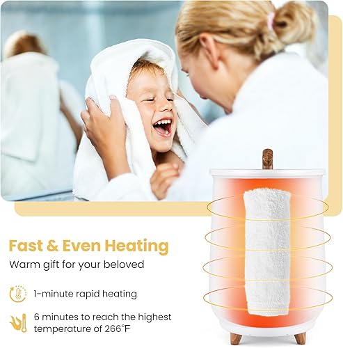 Miniatura 4 de Tangkula Calentador de toallas, calentador de toallas grande de lujo de 23 litros con soporte de disco fragante, calentador de baño certificado ETL