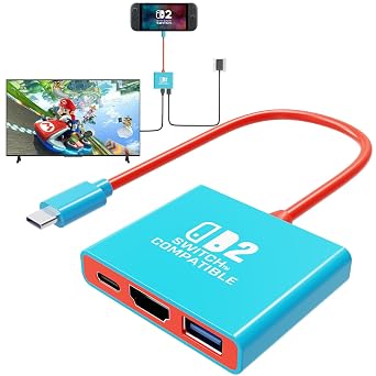 Switch 2 Dock, Replacement for Nintendo Switch 2 Dock Support 4K/60HZ Switch 2 TV Mode Compatible Nintendo 2, Portable Travel Switch 2 Docking Station with HDMI2.0/PD 100W/USB3.0 Port