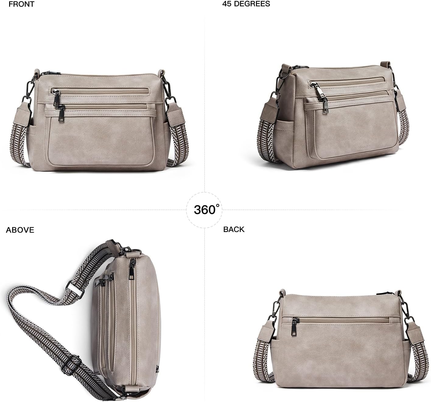 Bluome Crossbody Purses for Women, Medium Large Faux Leather Crossbody Bags Lightweight Sling Bag Shoulder Handbags