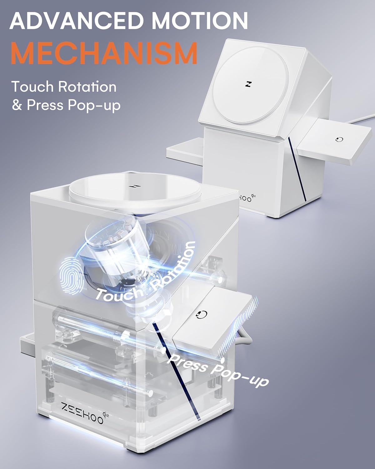 ZEEHOO 3 in 1 Charging Station, for iPhone Charging Station, for Apple MagSafe Charger, Qi2 Certified, 15W Fast Wireless Charger, for Apple Watch, for iPhone 17,16,15,14,13,12 Series, AirPods (White)