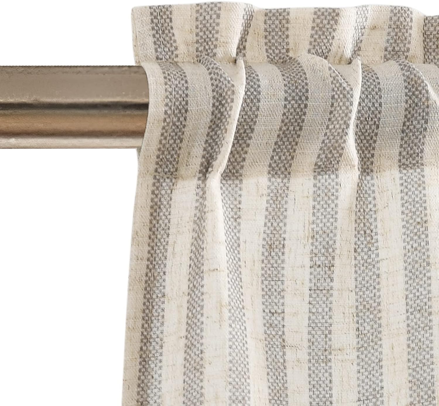 jinchan Tie Up Valance Linen Textured Striped Pattern Short Curtains for Kitchen Bathroom Rod Pocket Pinstripe Valance Window Treatments Ticking Stripe Tie-up Valance 1 Panel 18" Grey on Beige