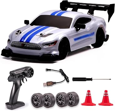 124 Scale RC Drift Car,4WD 2.4GHz High Speed Racing Hobby Sport Toy Car Vehicle with LED Lights,Racing and Drift Wheels for Adult Boys Girls Kids Gift 8602-White