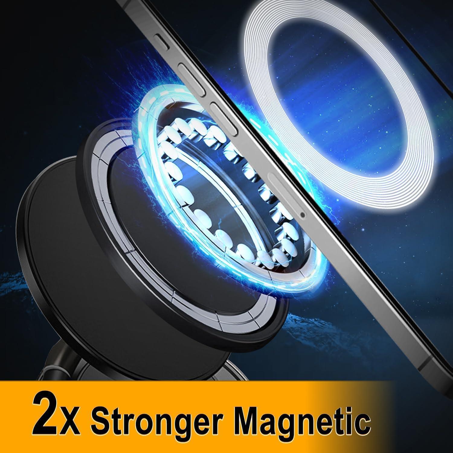 Upgraded Vacuum Magnetic Car Phone Holder for MagSafe, 360° Rotation, 96LBS Ultra Suction Cup Mount for iPhone & Android, Car/Gym/Mirror image 4