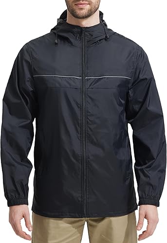 SWISSWELL Chaqueta de lluvia para hombre impermeable, rompevientos, plegable, ligera, con capucha para golf, ciclismo, senderismo